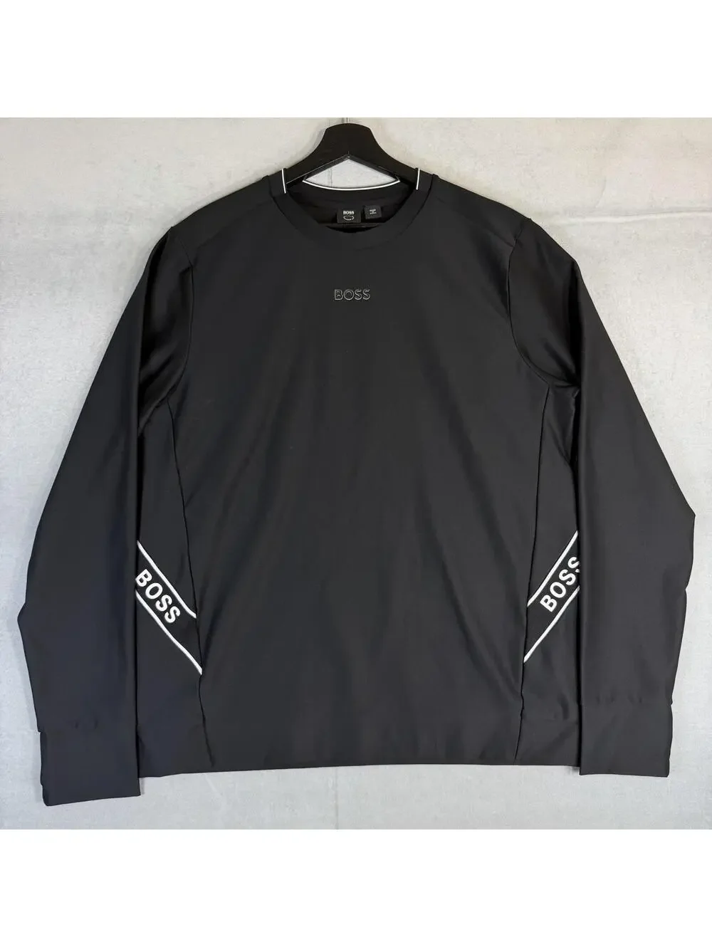Hugo Boss Salbo Gym Long Sleeve Shirt Mens Large Black Athletic Performance
